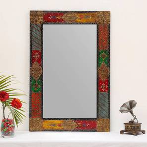 Drawing Room Decor Design Multi Coloured Engineered Wood Wall Mirror