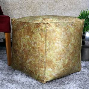 Wing Chair With Ottoman Design Chevina Pouffe (Yellow)