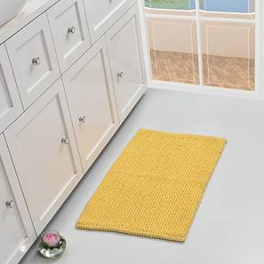 Dust Bin Design Yellow Cotton Bath Mat - Set of