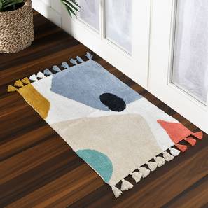 Placement Mat Design Blue Cotton Bath Mat - Set of