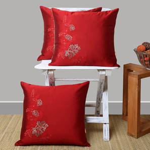 Cushion Cover Design Palus Cushion Cover - Set of 3 (Red, 41 x 41 cm  (16" X 16") Cushion Size)