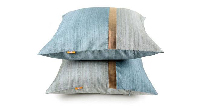 Tallus Cushion Cover - Set of 2 (41 x 41 cm  (16" X 16") Cushion Size, Sky Blue) by Urban Ladder - Design 1 Details - 320118