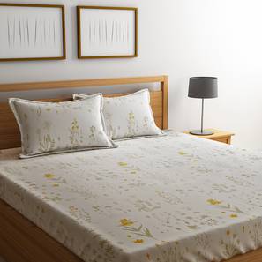 Floral Bedsheets Design White TC Cotton Queen Size Bedsheet