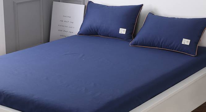 Margot Bedsheet Set (Double Size, Dark Blue) by Urban Ladder - Design 1 Top View - 321189