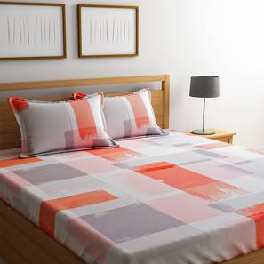 Urban Dreams Design Multi Coloured TC Cotton King Size Bedsheet with Pillow Covers