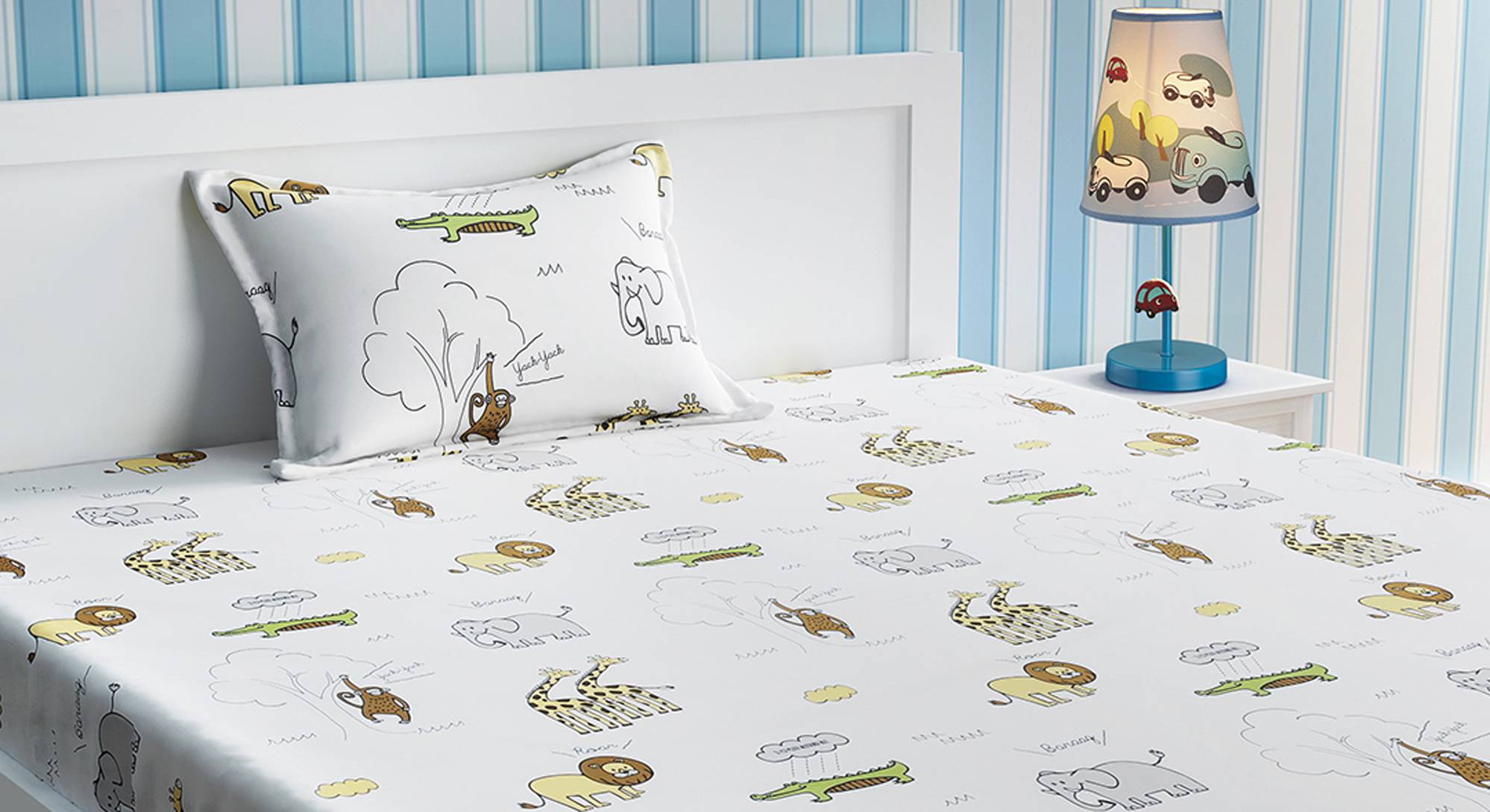 White TC Cotton Single Size Bedsheet with Pillow Covers Urban Ladder