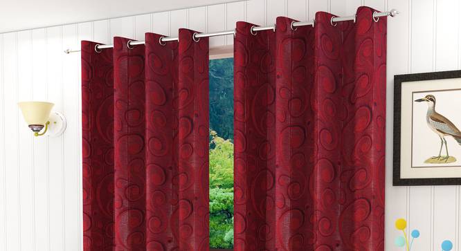 Alandra Door Curtain - Set Of 2 (Red, 112 x 213 cm  (44" x 84") Curtain Size) by Urban Ladder - Design 1 Half View - 321556