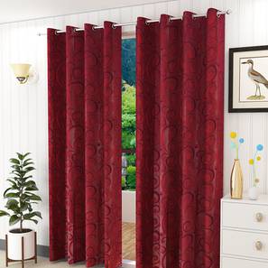 Curtains Design Alandra Window Curtain - Set Of 2 (Red, 112 x 152 cm  (44" x 60") Curtain Size)
