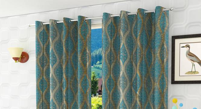 Ava Door Curtain - Set Of 2 (Blue, 112 x 274 cm  (44" x 108") Curtain Size) by Urban Ladder - Design 1 Half View - 321590