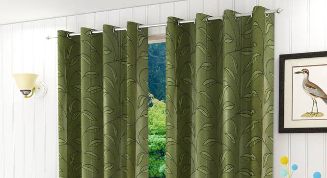 Belmira Door Curtain - Set Of 2 (Green, 112 x 213 cm  (44" x 84") Curtain Size) by Urban Ladder - Design 1 Half View - 321604