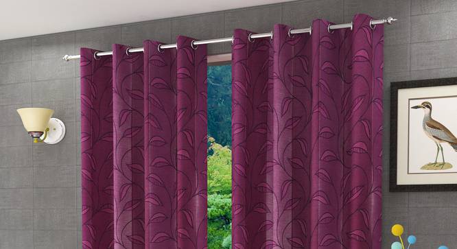 Belmira Window Curtain - Set Of 2 (Pink, 112 x 152 cm  (44" x 60") Curtain Size) by Urban Ladder - Design 1 Half View - 321644