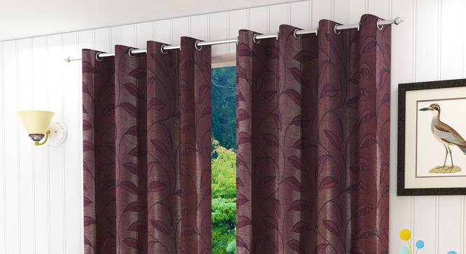 Belmira Window Curtain - Set Of 2 (Wine, 112 x 152 cm  (44" x 60") Curtain Size) by Urban Ladder - Design 1 Half View - 321652
