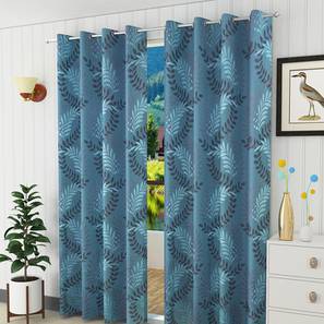Wooden Doors Design Clara Door Curtain - Set Of 2 (Blue, 112 x 213 cm  (44" x 84") Curtain Size)