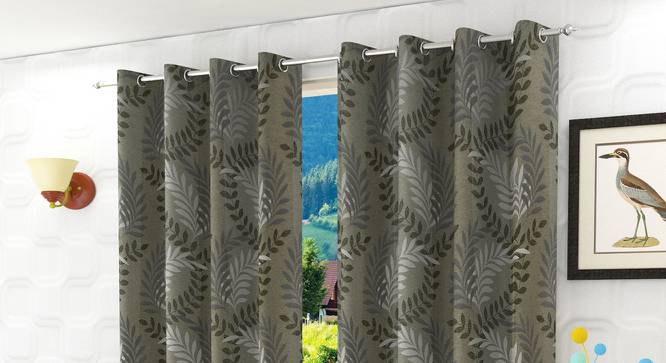 Clara Door Curtain - Set Of 2 (Grey, 112 x 274 cm  (44" x 108") Curtain Size) by Urban Ladder - Design 1 Half View - 321673
