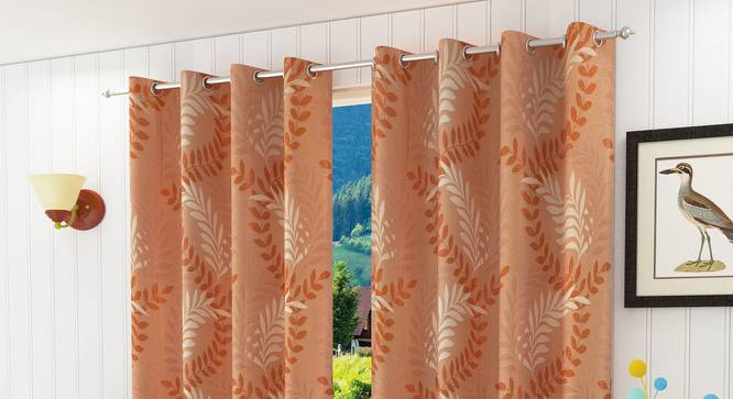 Clara Door Curtain - Set Of 2 (Orange, 112 x 213 cm  (44" x 84") Curtain Size) by Urban Ladder - Design 1 Half View - 321681
