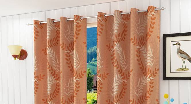 Clara Door Curtain - Set Of 2 (Orange, 112 x 274 cm  (44" x 108") Curtain Size) by Urban Ladder - Design 1 Half View - 321690