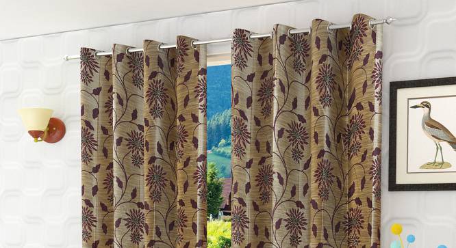 Denise Window Curtain - Set Of 2 (Wine, 112 x 152 cm  (44" x 60") Curtain Size) by Urban Ladder - Design 1 Half View - 321712