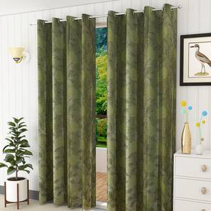 Door Curtains Design Fernanda Door Curtain - Set Of 2 (Green, 112 x 213 cm  (44" x 84") Curtain Size)