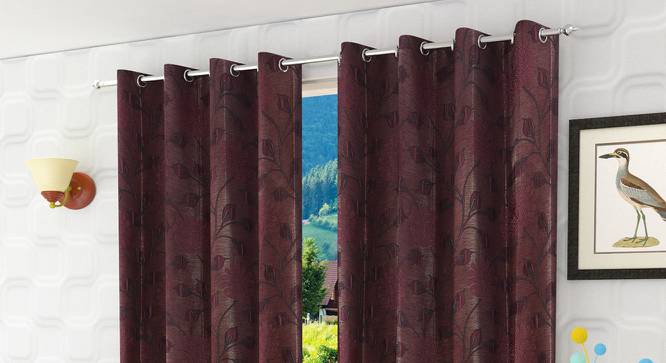 Fernanda Door Curtain - Set Of 2 (Wine, 112 x 274 cm  (44" x 108") Curtain Size) by Urban Ladder - Design 1 Half View - 321754