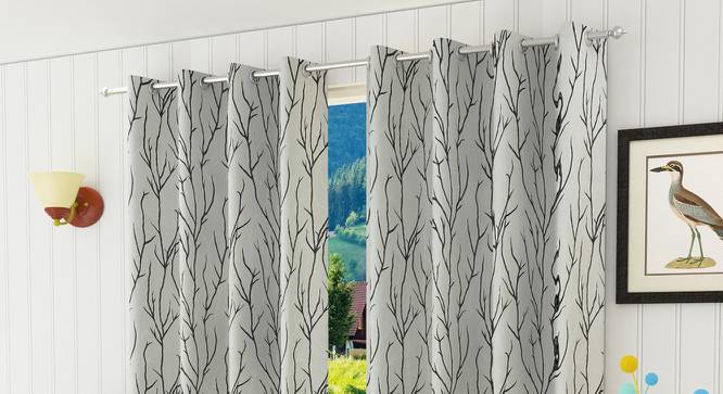 Juniper Door Curtain - Set Of 2 (Black, 112 x 274 cm  (44" x 108") Curtain Size) by Urban Ladder - Design 1 Half View - 321843
