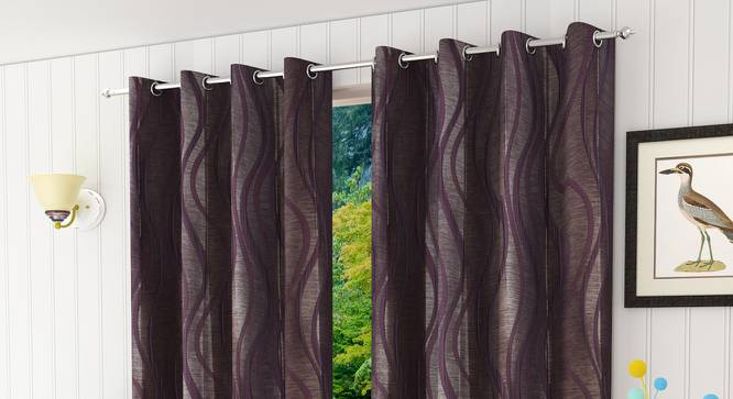 Kacey Window Curtain - Set Of 2 (Wine, 112 x 152 cm  (44" x 60") Curtain Size) by Urban Ladder - Design 1 Half View - 321875