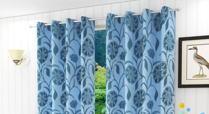 Kaia Door Curtain - Set Of 2 (Blue, 112 x 213 cm  (44" x 84") Curtain Size) by Urban Ladder - Design 1 Half View - 321881