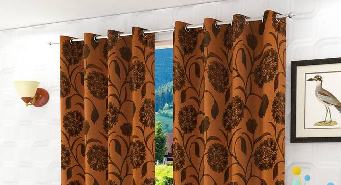 Kaia Door Curtain - Set Of 2 (Rust, 112 x 274 cm  (44" x 108") Curtain Size) by Urban Ladder - Design 1 Half View - 321899