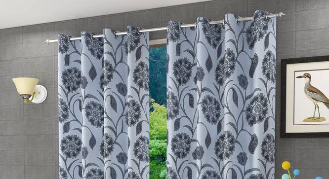 Kaia Door Curtain - Set Of 2 (Grey, 112 x 274 cm  (44" x 108") Curtain Size) by Urban Ladder - Design 1 Half View - 321911
