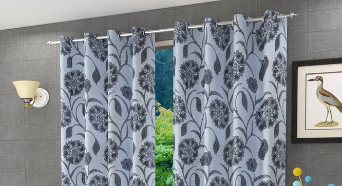 Kaia Window Curtain - Set Of 2 (Grey, 112 x 152 cm  (44" x 60") Curtain Size) by Urban Ladder - Design 1 Half View - 321921