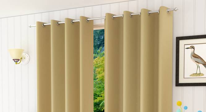 Lillian Door Curtain - Set Of 2 (Beige, 112 x 274 cm  (44" x 108") Curtain Size) by Urban Ladder - Design 1 Half View - 321936