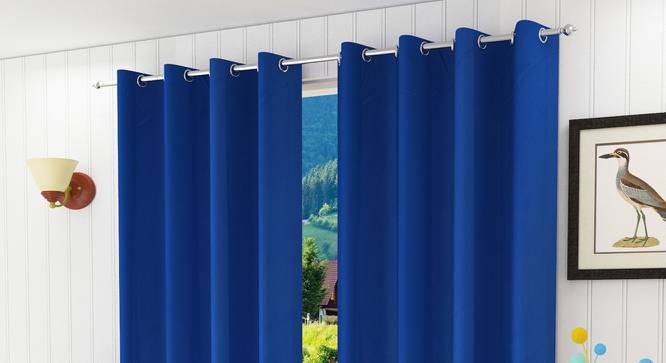 Lillian Door Curtain - Set Of 2 (Blue, 112 x 213 cm  (44" x 84") Curtain Size) by Urban Ladder - Design 1 Half View - 321943