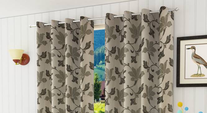 Lillian Door Curtain - Set Of 2 (Brown, 112 x 213 cm  (44" x 84") Curtain Size) by Urban Ladder - Design 1 Half View - 321958