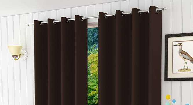 Lillian Door Curtain - Set Of 2 (Coffee, 112 x 213 cm  (44" x 84") Curtain Size) by Urban Ladder - Design 1 Half View - 321973