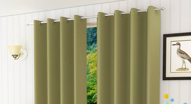 Lillian Door Curtain - Set Of 2 (Green, 112 x 213 cm  (44" x 84") Curtain Size) by Urban Ladder - Design 1 Half View - 321989