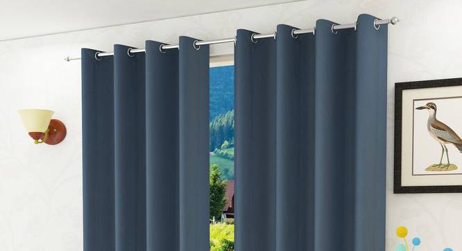 Lillian Door Curtain - Set Of 2 (Dark Grey, 112 x 213 cm  (44" x 84") Curtain Size) by Urban Ladder - Design 1 Half View - 321992