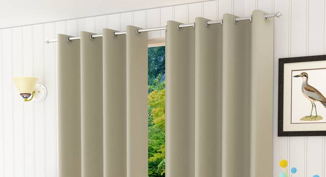 Lillian Door Curtain - Set Of 2 (Grey, 112 x 213 cm  (44" x 84") Curtain Size) by Urban Ladder - Design 1 Half View - 322005