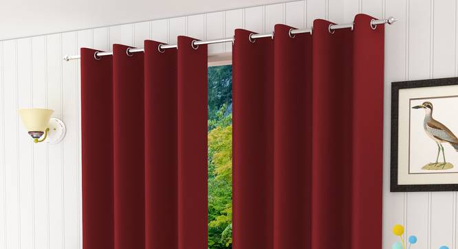 Lillian Door Curtain - Set Of 2 (Maroon, 112 x 213 cm  (44" x 84") Curtain Size) by Urban Ladder - Design 1 Half View - 322013