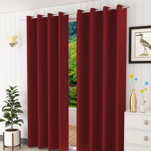 Door Curtains Design Lillian Door Curtain - Set Of 2 (Maroon, 112 x 274 cm  (44" x 108") Curtain Size)