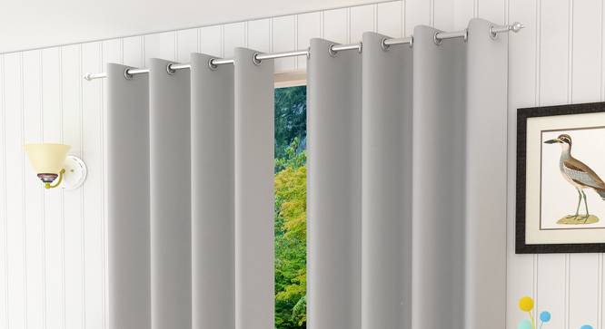 Lillian Door Curtain - Set Of 2 (Silver, 112 x 274 cm  (44" x 108") Curtain Size) by Urban Ladder - Design 1 Half View - 322021