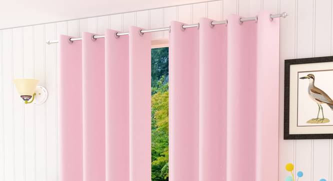Lillian Door Curtain - Set Of 2 (Pink, 112 x 213 cm  (44" x 84") Curtain Size) by Urban Ladder - Design 1 Half View - 322022