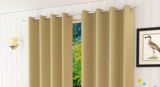 Lillian Window Curtain - Set Of 2 (Beige, 112 x 152 cm  (44" x 60") Curtain Size) by Urban Ladder - Design 1 Half View - 322054