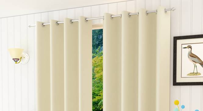 Lillian Window Curtain - Set Of 2 (Cream, 112 x 152 cm  (44" x 60") Curtain Size) by Urban Ladder - Design 1 Half View - 322075