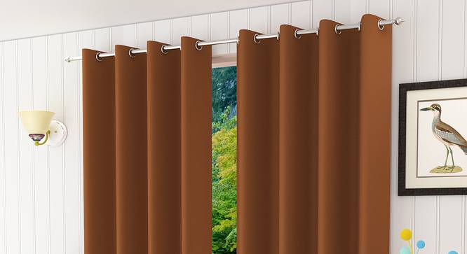 Lillian Window Curtain - Set Of 2 (Rust, 112 x 152 cm  (44" x 60") Curtain Size) by Urban Ladder - Design 1 Half View - 322094