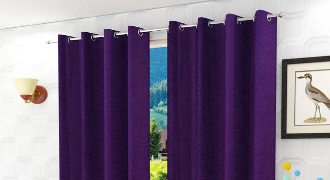 Livisa Door Curtain - Set Of 2 (Purple, 112 x 213 cm  (44" x 84") Curtain Size) by Urban Ladder - Design 1 Half View - 322109