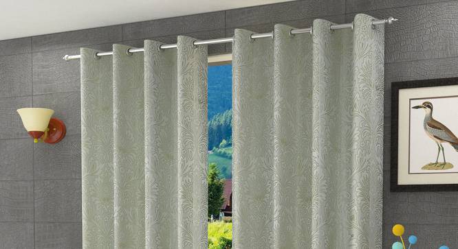 Magnolia Door Curtain - Set Of 2 (Green, 112 x 274 cm  (44" x 108") Curtain Size) by Urban Ladder - Design 1 Half View - 322115