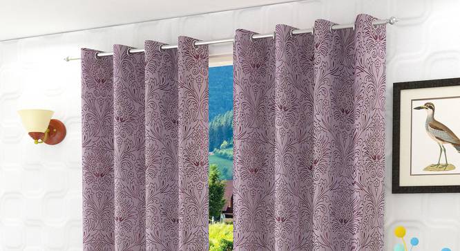 Magnolia Door Curtain - Set Of 2 (Purple, 112 x 274 cm  (44" x 108") Curtain Size) by Urban Ladder - Design 1 Half View - 322131