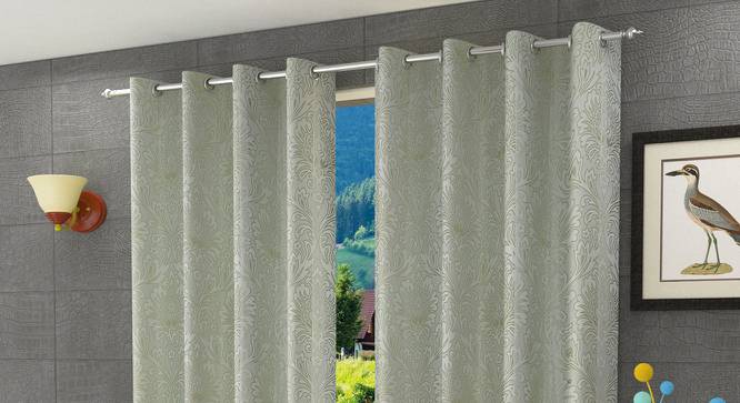 Magnolia Door Curtain - Set Of 2 (Green, 112 x 213 cm  (44" x 84") Curtain Size) by Urban Ladder - Design 1 Half View - 322147