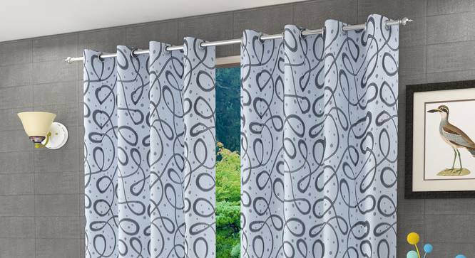 Maren Door Curtain - Set Of 2. (Grey, 112 x 274 cm  (44" x 108") Curtain Size) by Urban Ladder - Design 1 Half View - 322161