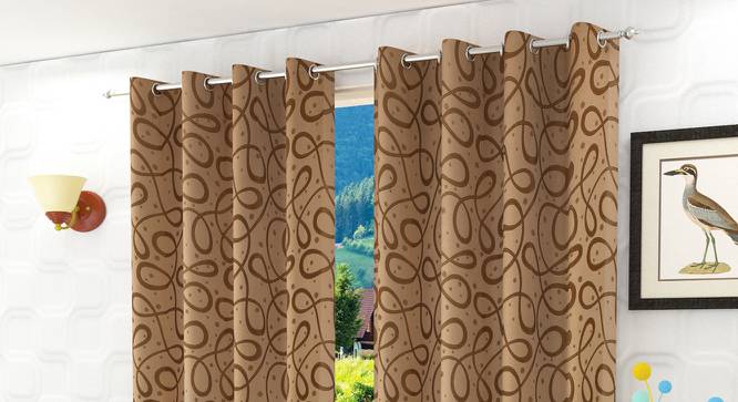 Maren Door Curtain - Set Of 2. (Gold, 112 x 213 cm  (44" x 84") Curtain Size) by Urban Ladder - Design 1 Half View - 322172