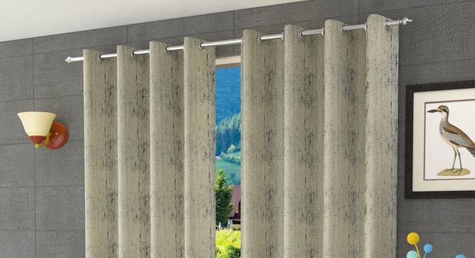 Olivia Door Curtain - Set Of 2 (Black, 112 x 213 cm  (44" x 84") Curtain Size) by Urban Ladder - Design 1 Half View - 322228